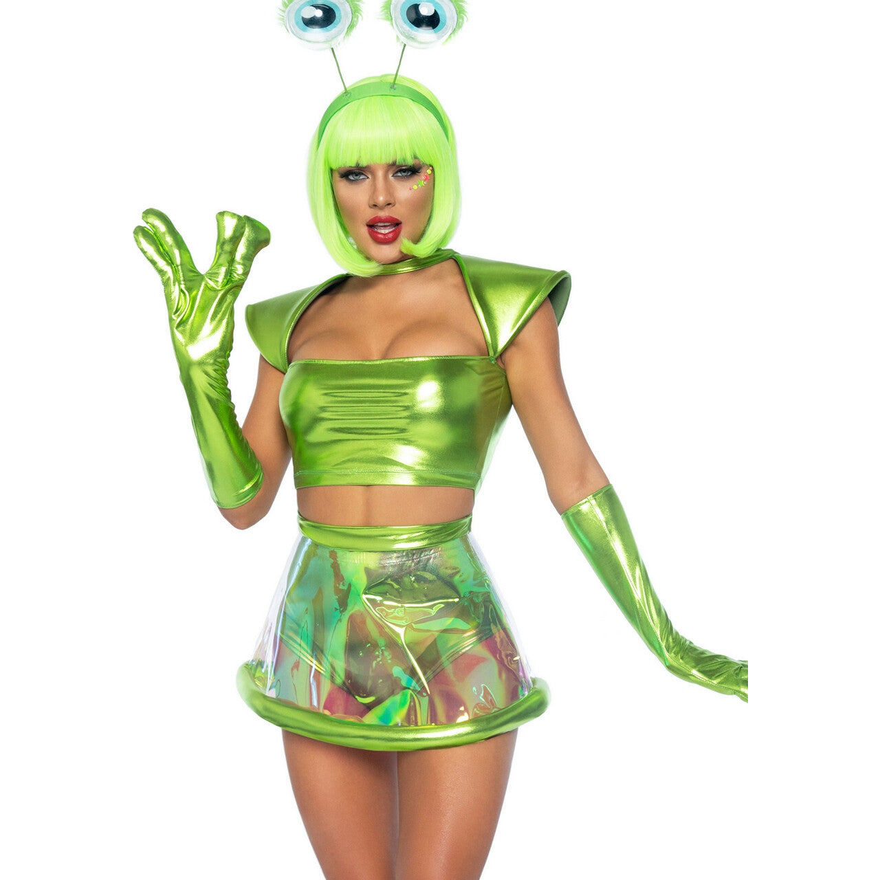Op deze afbeelding zie je een Kostuums, van het merk Leg Avenue. Groene Alien Op Verkenning Vrouw Kostuum