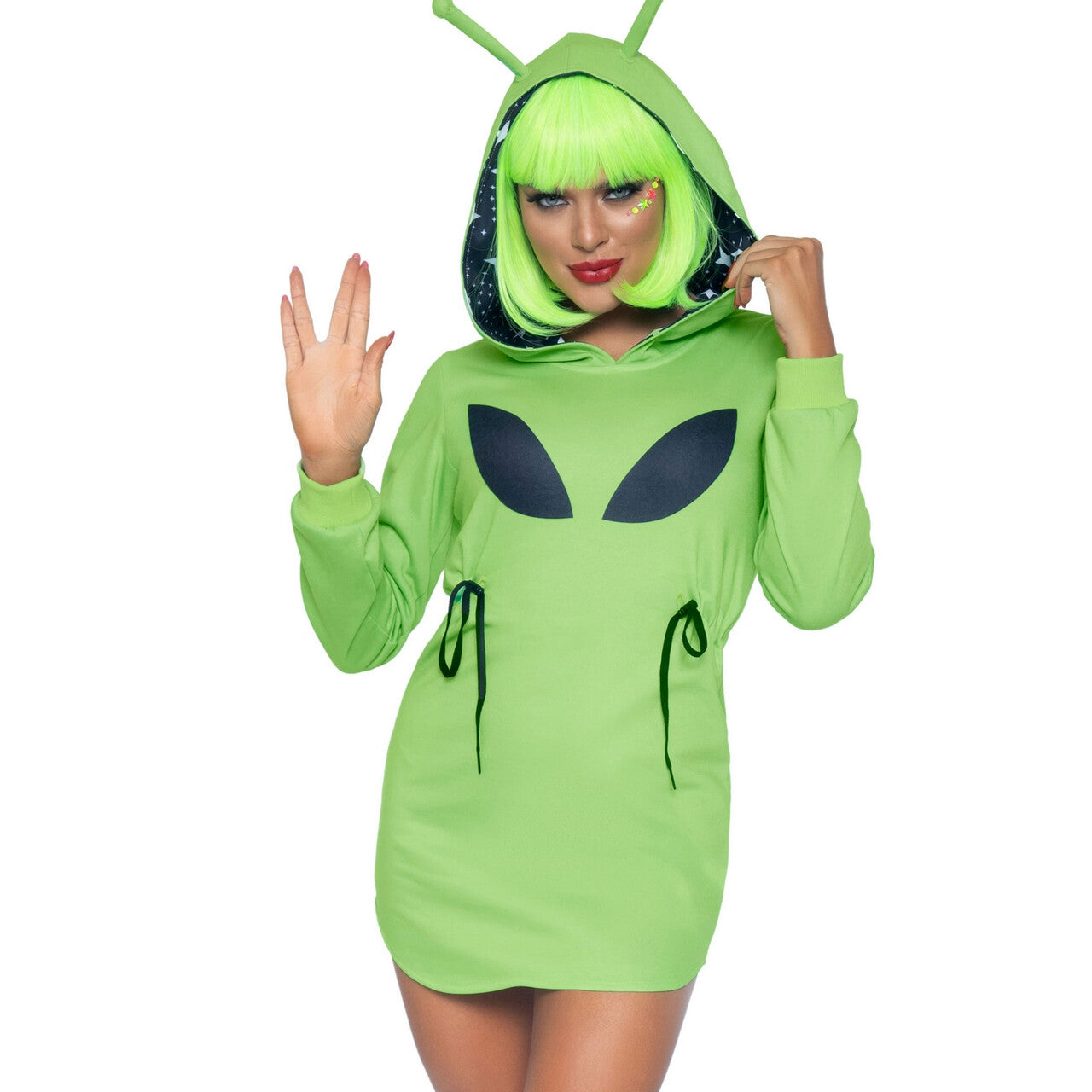 Op deze afbeelding zie je een Kostuums, van het merk Leg Avenue. Warm Welkom Alien Vrouw Kostuum