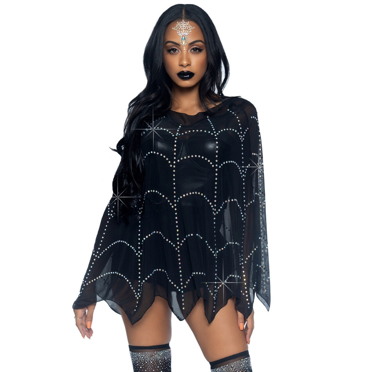 Op deze afbeelding zie je een Kostuums, van het merk Leg Avenue. Luxe Spinnenweb Poncho Met Strass Vrouw Kostuum