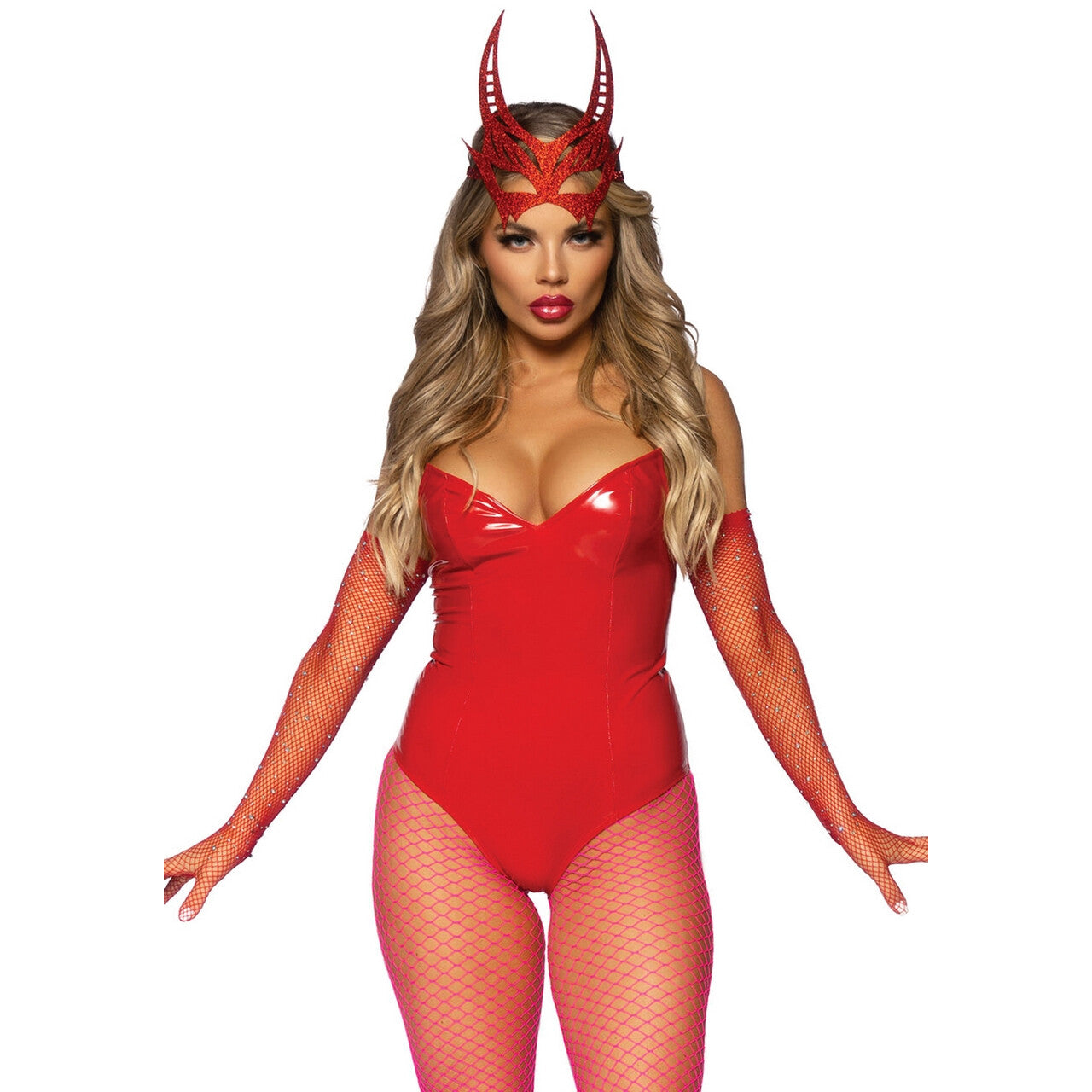 Op deze afbeelding zie je een Kostuums, van het merk Leg Avenue. Hot As Fire Duivel Body Vrouw Kostuum