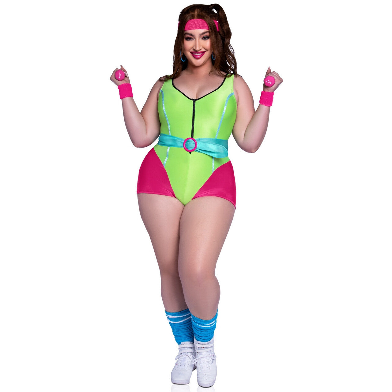 Op deze afbeelding zie je een Kostuums, van het merk Leg Avenue. Jaren 90 Workout Fitness Plus Size Vrouw Kostuum