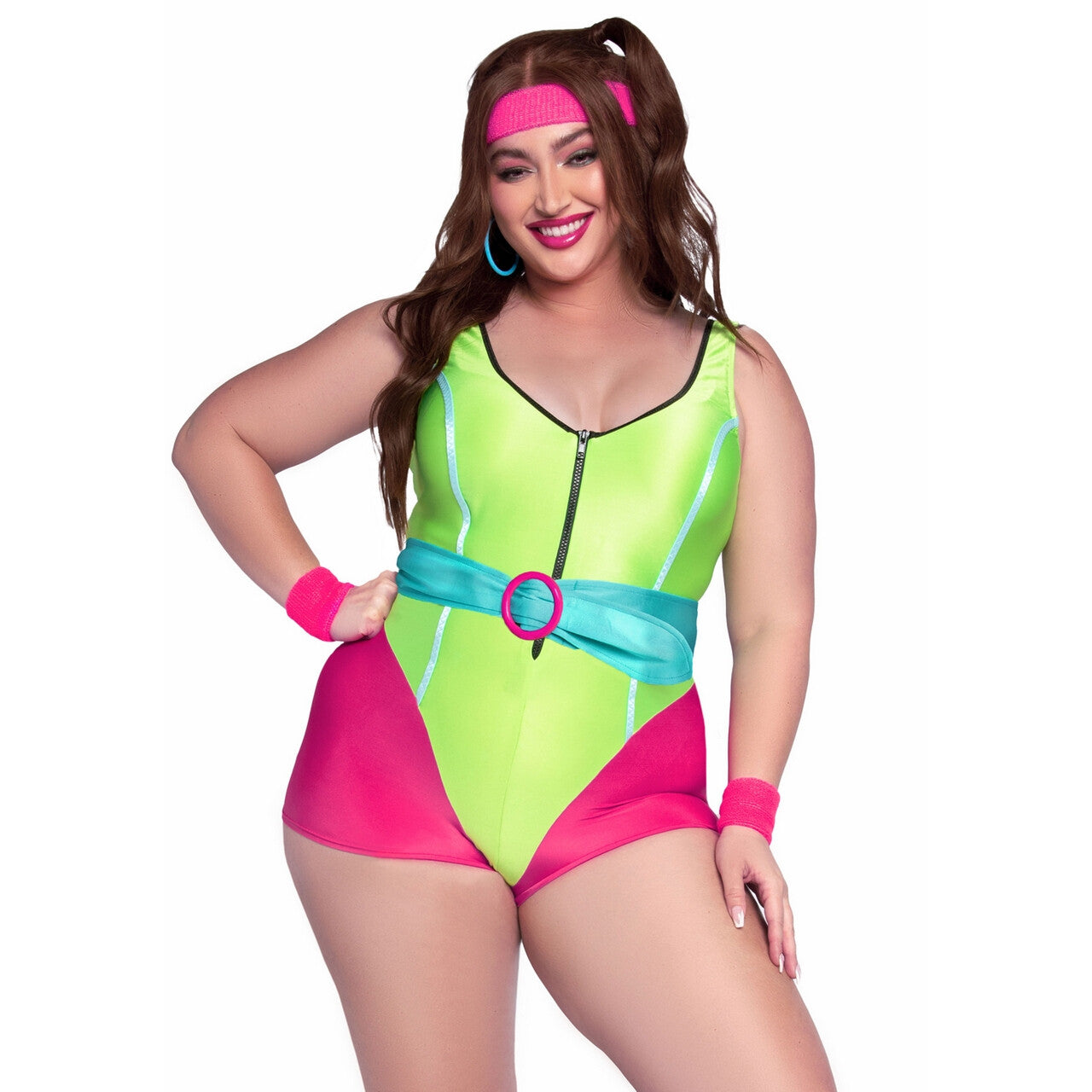 Op deze afbeelding zie je een Kostuums, van het merk Leg Avenue. Jaren 90 Workout Fitness Plus Size Vrouw Kostuum