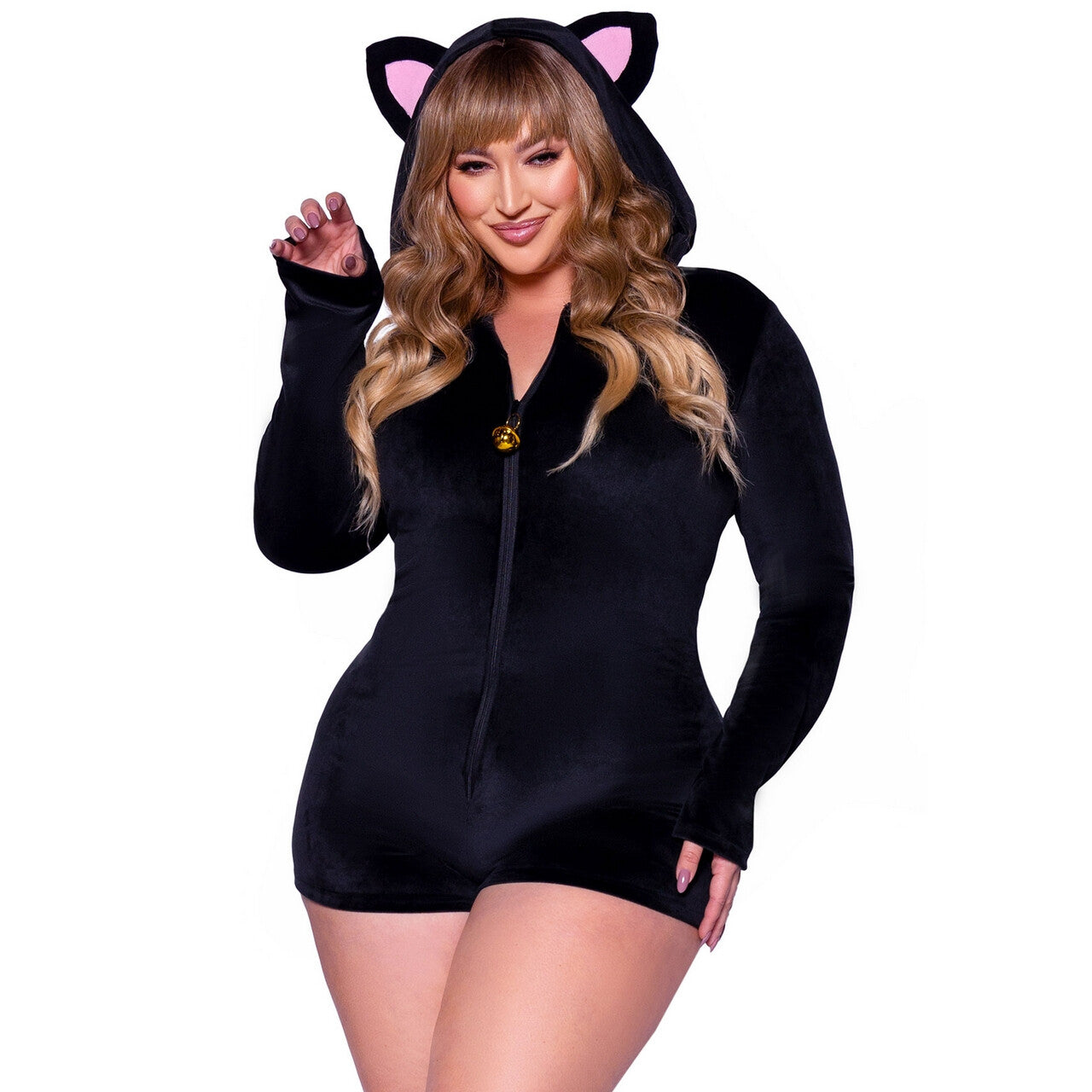 Op deze afbeelding zie je een Kostuums, van het merk Leg Avenue. Kittig Zwart Poesje Holly Plus Size Vrouw Kostuum