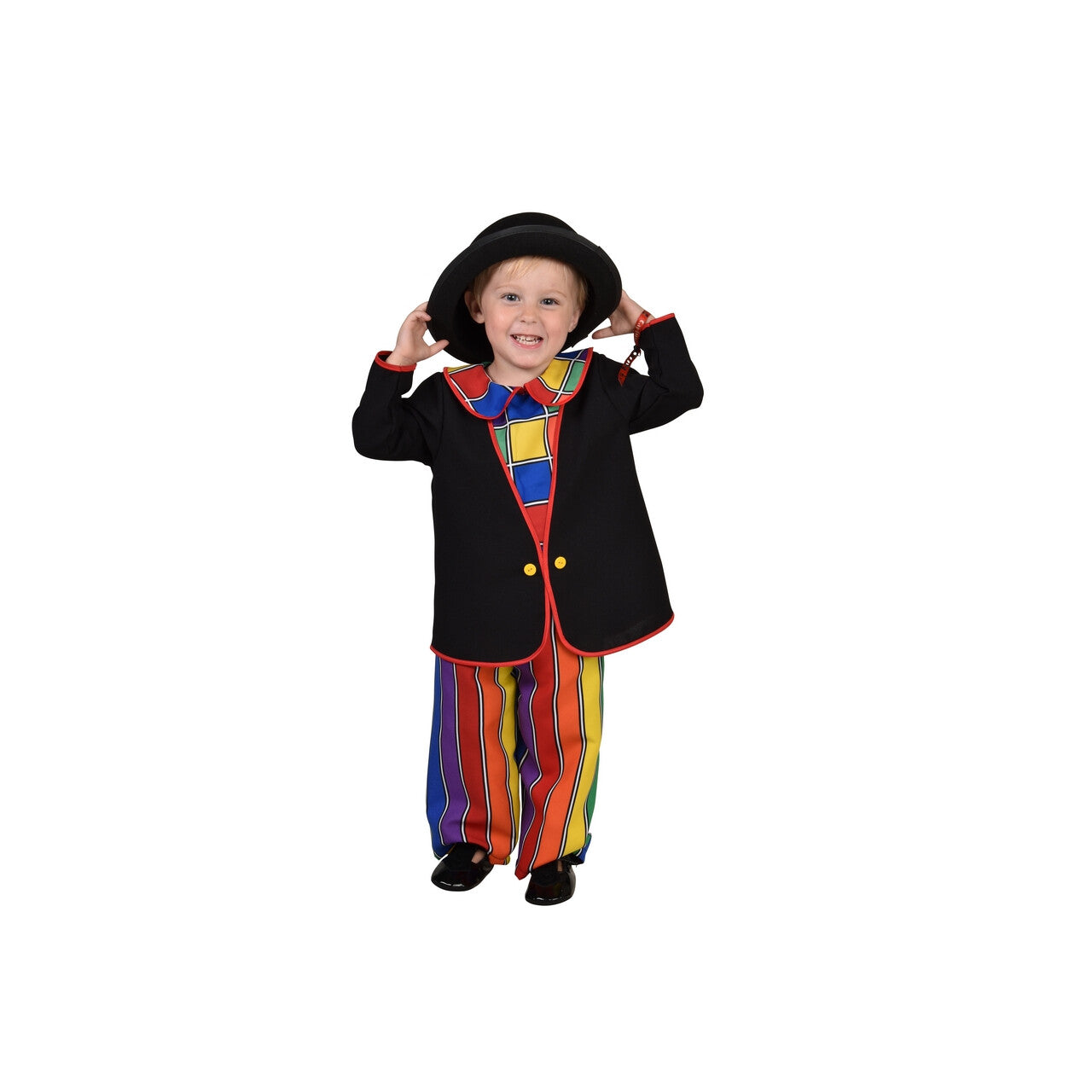 Op deze afbeelding zie je een Kostuums, van het merk Magic By Freddy's. Jonge Grappenmaker Clown Jongen Kostuum