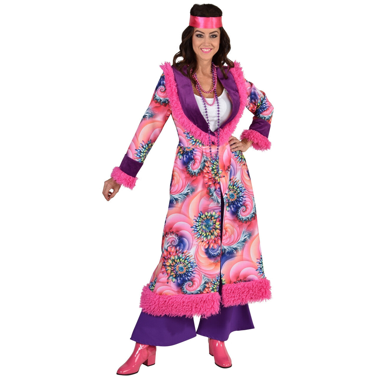 Op deze afbeelding zie je een Kostuums, van het merk Magic By Freddy's. Hippie Lost In Pink Flower World Vrouw Kostuum