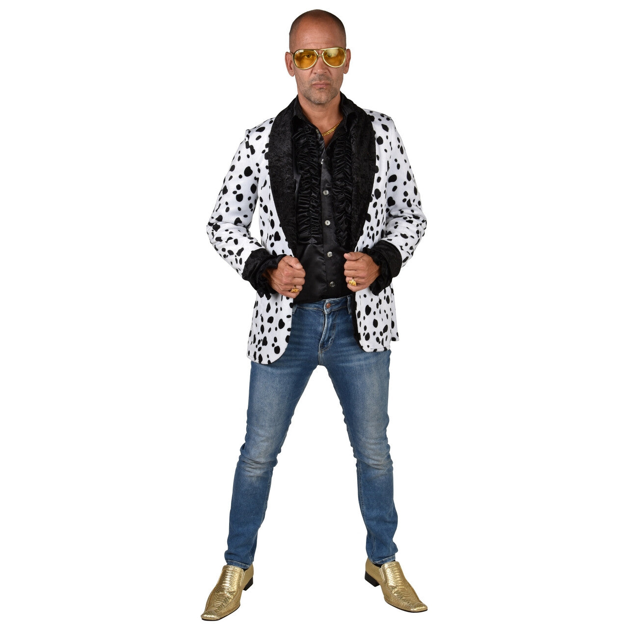 Op deze afbeelding zie je een Kostuums, van het merk Magic By Freddy's. 101 Stippen Jas Dolle Dalmatier Man
