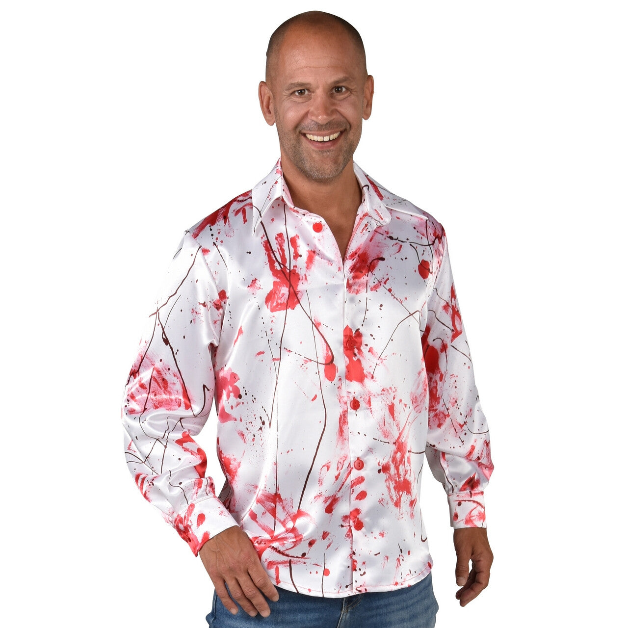 Op deze afbeelding zie je een Kostuums, van het merk Magic By Freddy's. Bloed Aan Je Handen Overhemd Man