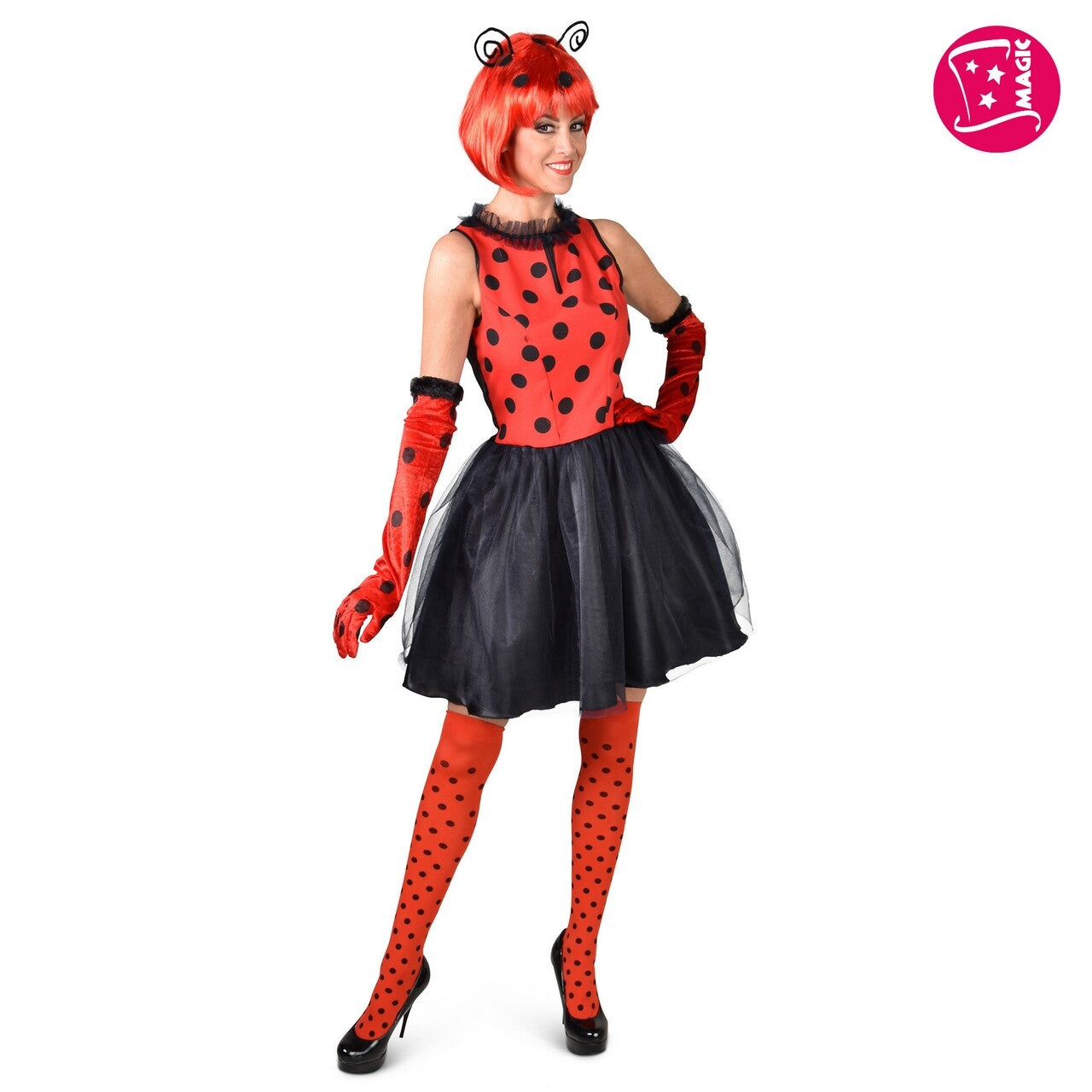 Op deze afbeelding zie je een Kostuums, van het merk Magic By Freddy's. Sweet Lady Bug Lieveheersbeestje Vrouw Kostuum