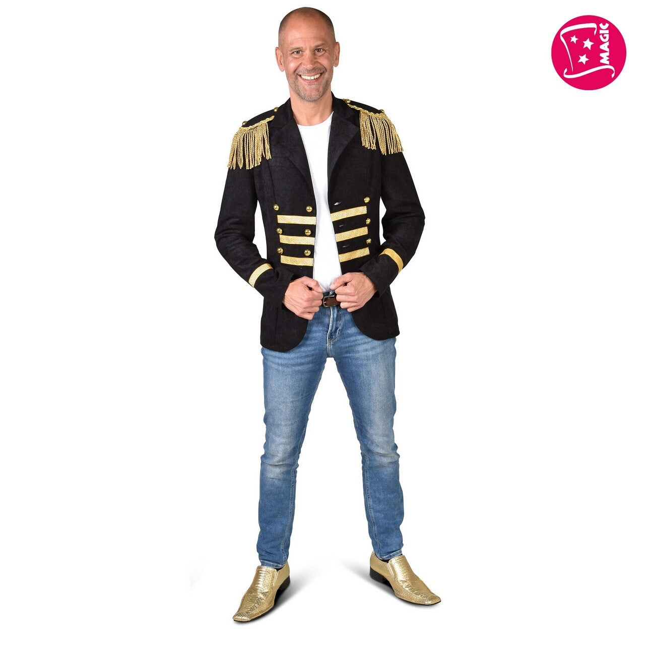 Op deze afbeelding zie je een Kostuums, van het merk Magic By Freddy's. Dompteur Jas Fanfarekorps Zwart Man