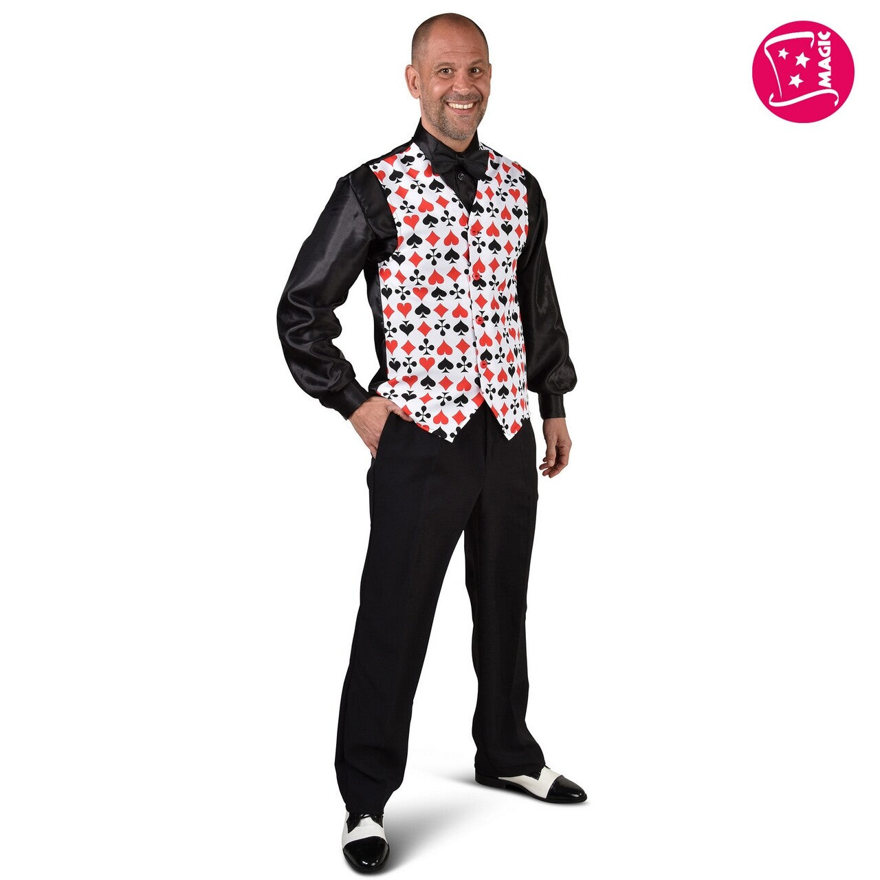 Op deze afbeelding zie je een Kostuums, van het merk Magic By Freddy's. Vest Casino Speelkaarten Man