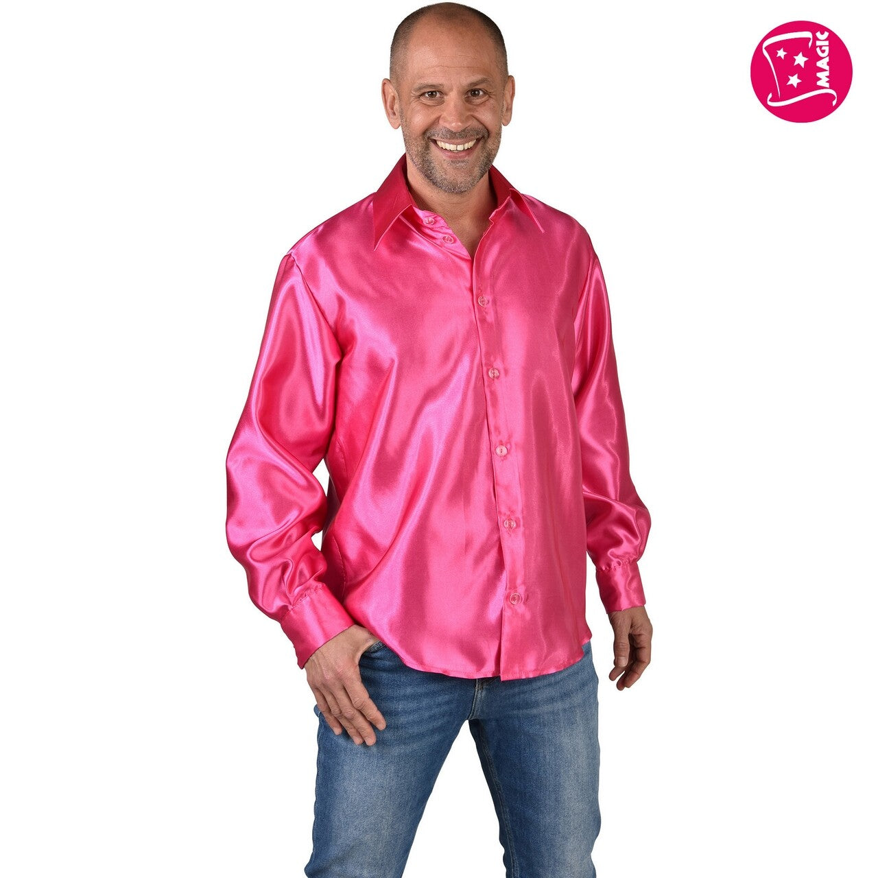 Op deze afbeelding zie je een Kostuums, van het merk Magic By Freddy's. Overhemd Satijn Pink Man