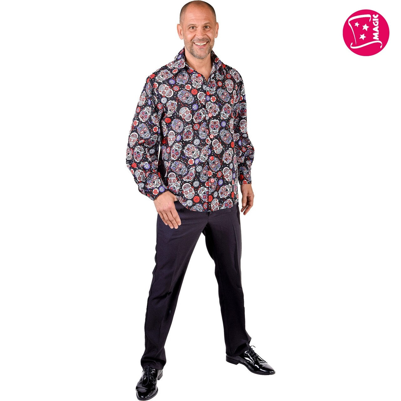 Op deze afbeelding zie je een Kostuums, van het merk Magic By Freddy's. Los Muertos Shirt Man