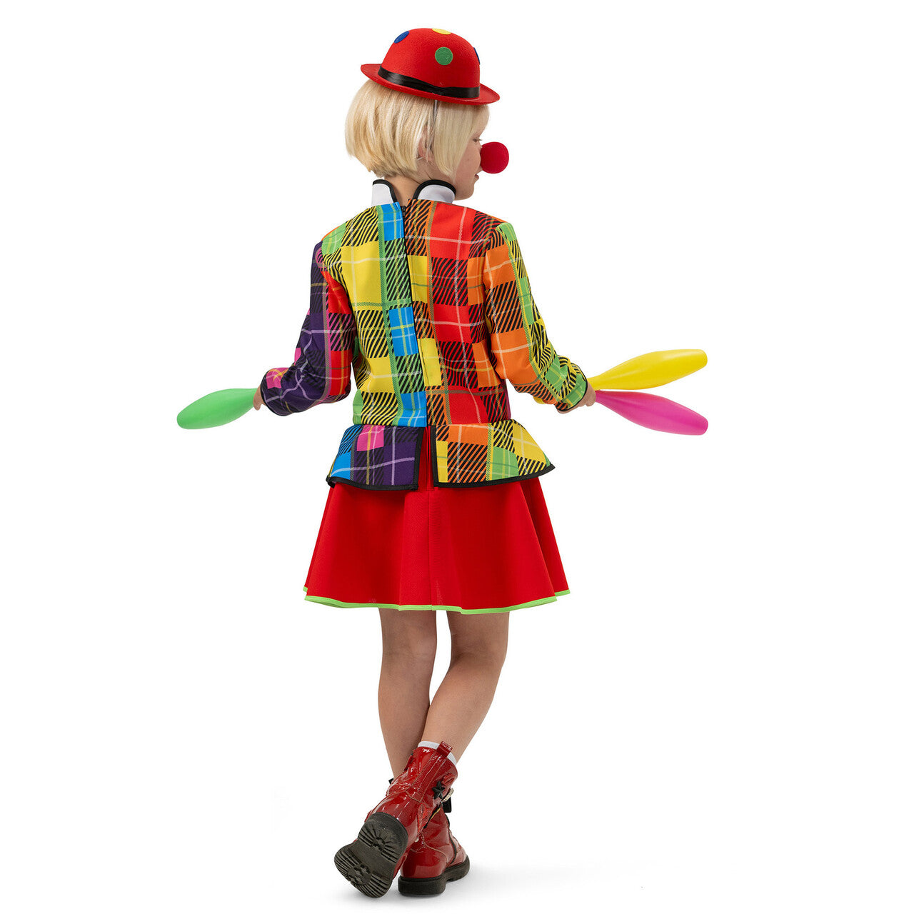 Op deze afbeelding zie je een Kostuums, van het merk Magic By Freddy's. Vrolijke Regenboog Clown Catootje Meisje Kostuum
