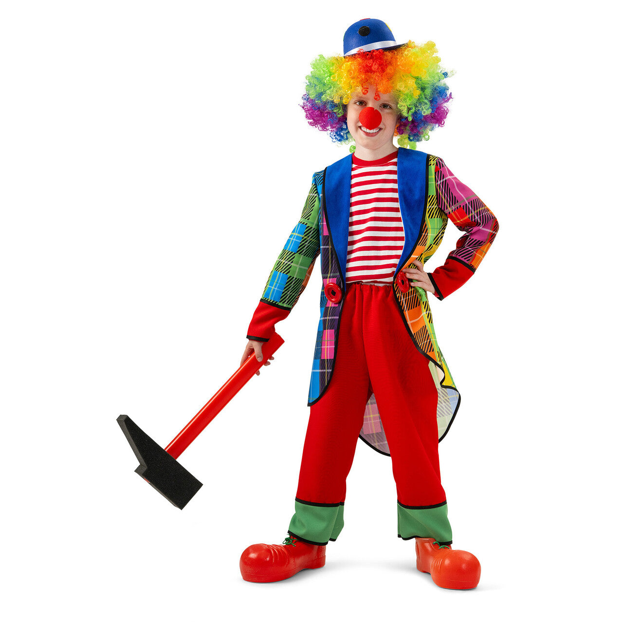Op deze afbeelding zie je een Kostuums, van het merk Magic By Freddy's. Regenboog Clown Heppy Jongen Kostuum