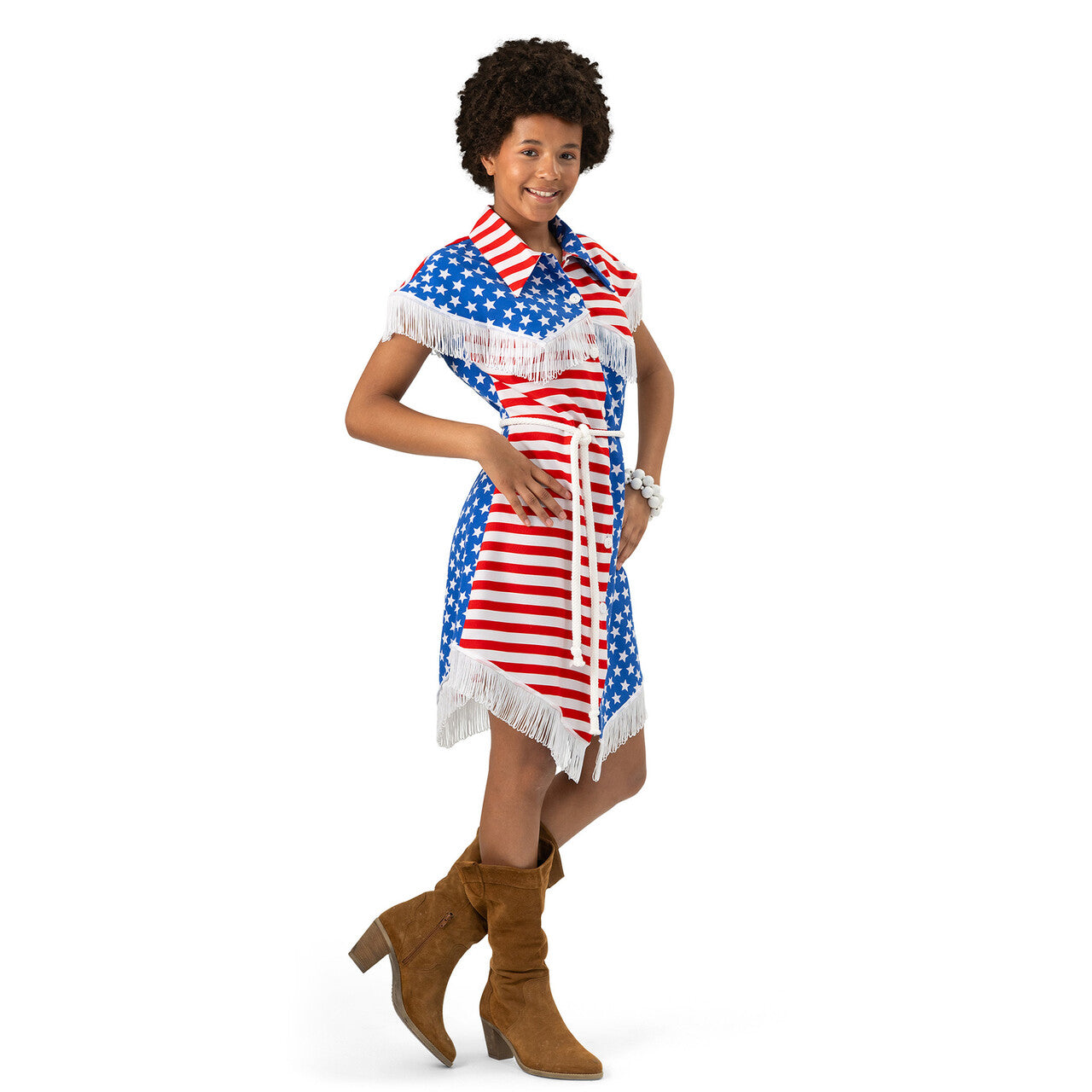 Op deze afbeelding zie je een Kostuums, van het merk Magic By Freddy's. Born In The USA Vrouw Kostuum