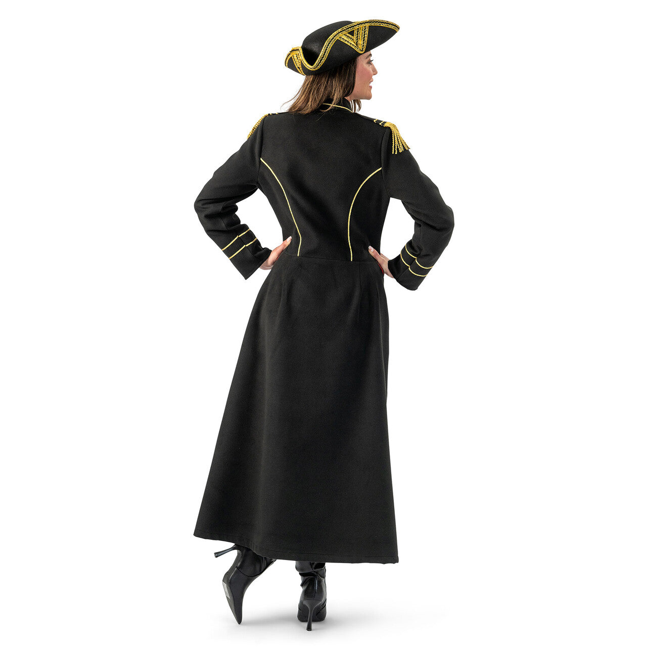 Op deze afbeelding zie je een Kostuums, van het merk Magic By Freddy's. Lange Piratenjas Kapitein Goldrush Vrouw Kostuum