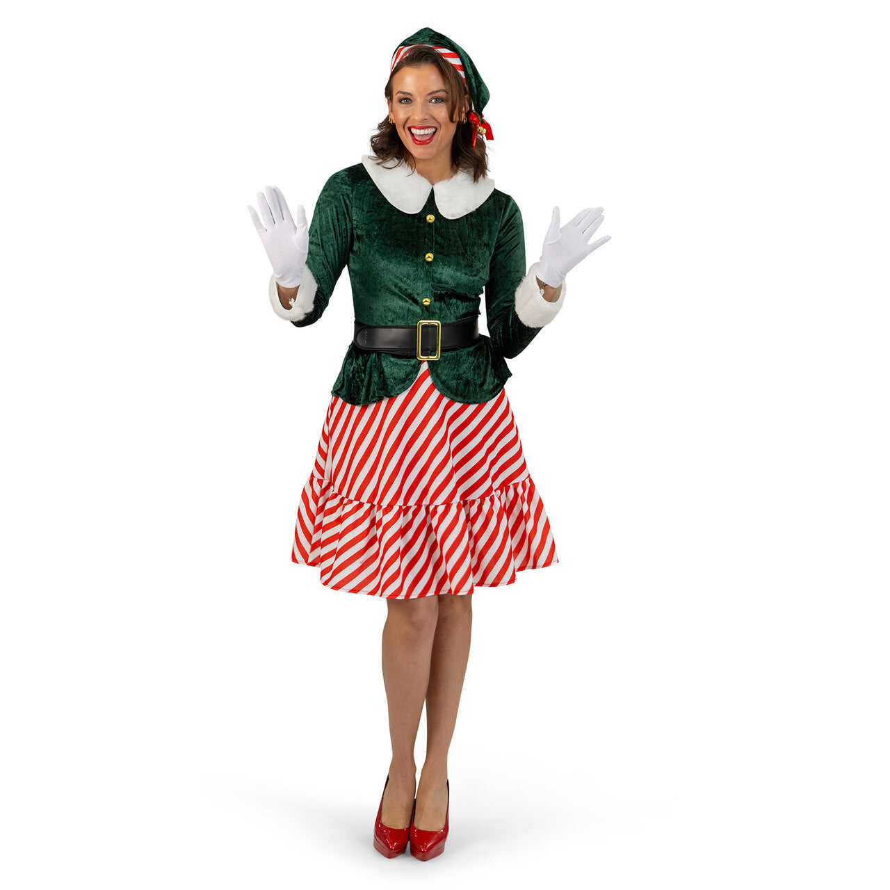 Op deze afbeelding zie je een Kostuums, van het merk Magic By Freddy's. Santas Favoriete Kerst Elf Vrouw Kostuum