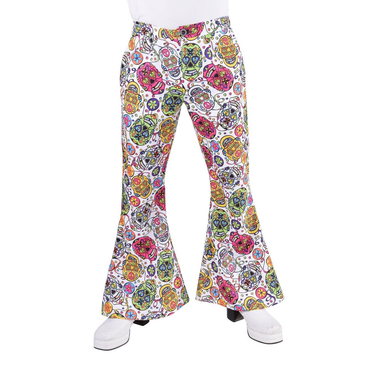 Op deze afbeelding zie je een Kostuums, van het merk Magic By Freddy's. Hippie Broek Day Of The Dead Grijnzende Schedels Man