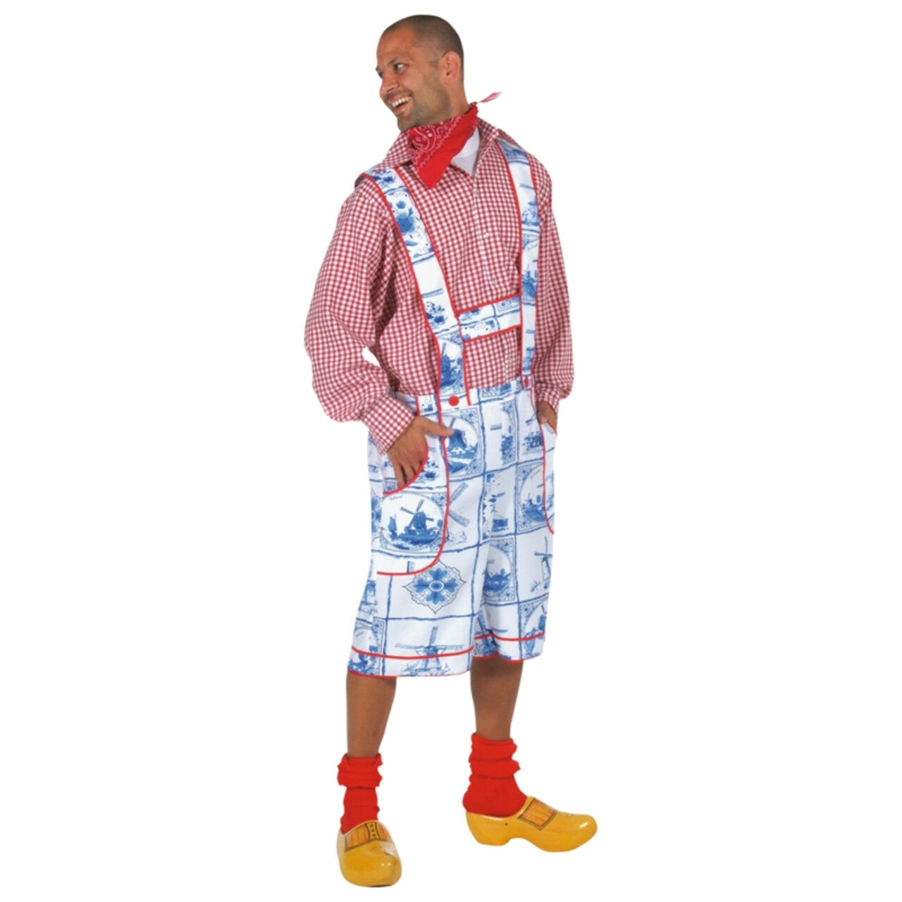 Op deze afbeelding zie je een Kostuums, van het merk Magic By Freddy's. Korte Tuinbroek Delfts Blauwe Tegel Man
