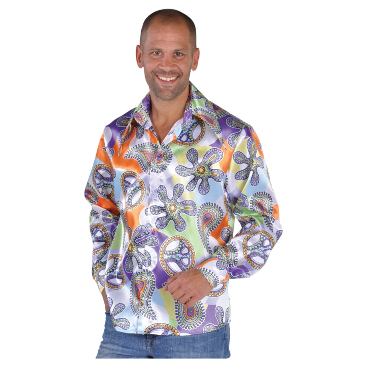 Op deze afbeelding zie je een Kostuums, van het merk Magic By Freddy's. Lekker Aanwezig Jaren 70 Hemd Satijn Gert Man