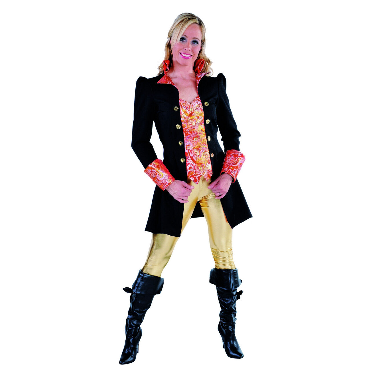 Op deze afbeelding zie je een Kostuums, van het merk Magic By Freddy's. Zwarte Markiezin Madame Cheval Mantel En Vest Vrouw