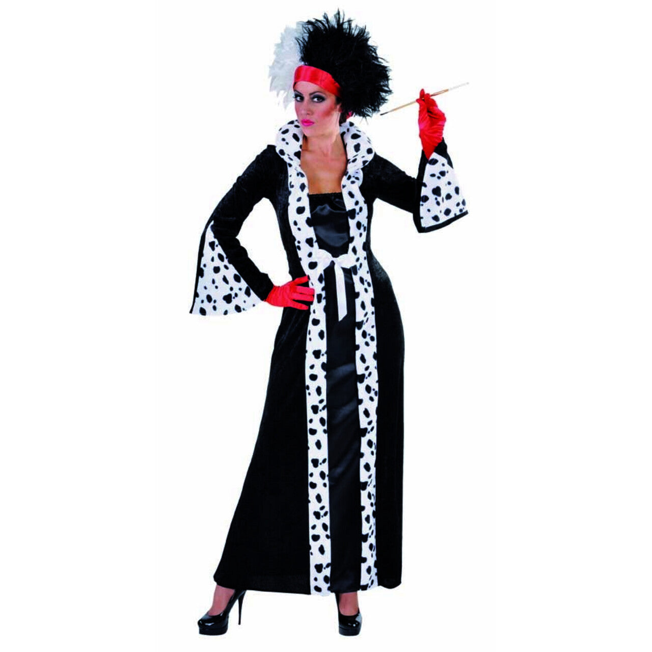 Op deze afbeelding zie je een Kostuums, van het merk Magic By Freddy's. Dalmatier Dame Cruella Vrouw Kostuum