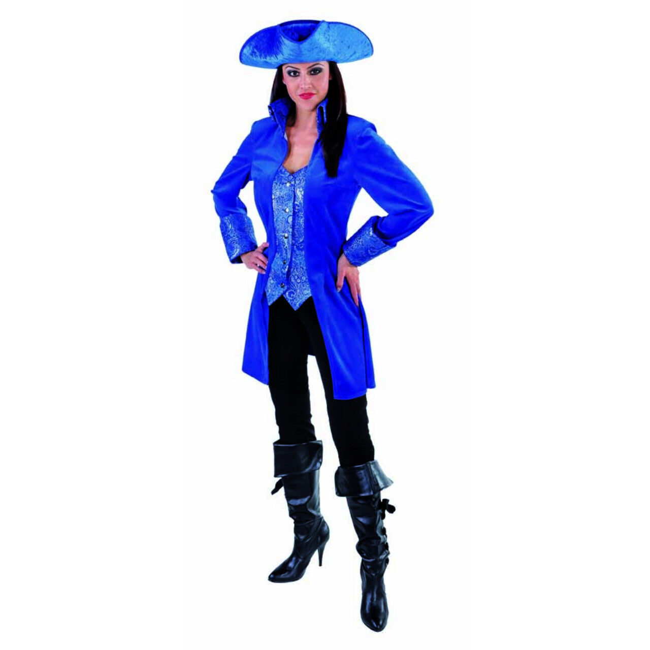 Op deze afbeelding zie je een Kostuums, van het merk Magic By Freddy's. Mantel En Vest Gave Gravin Blauw Vrouw