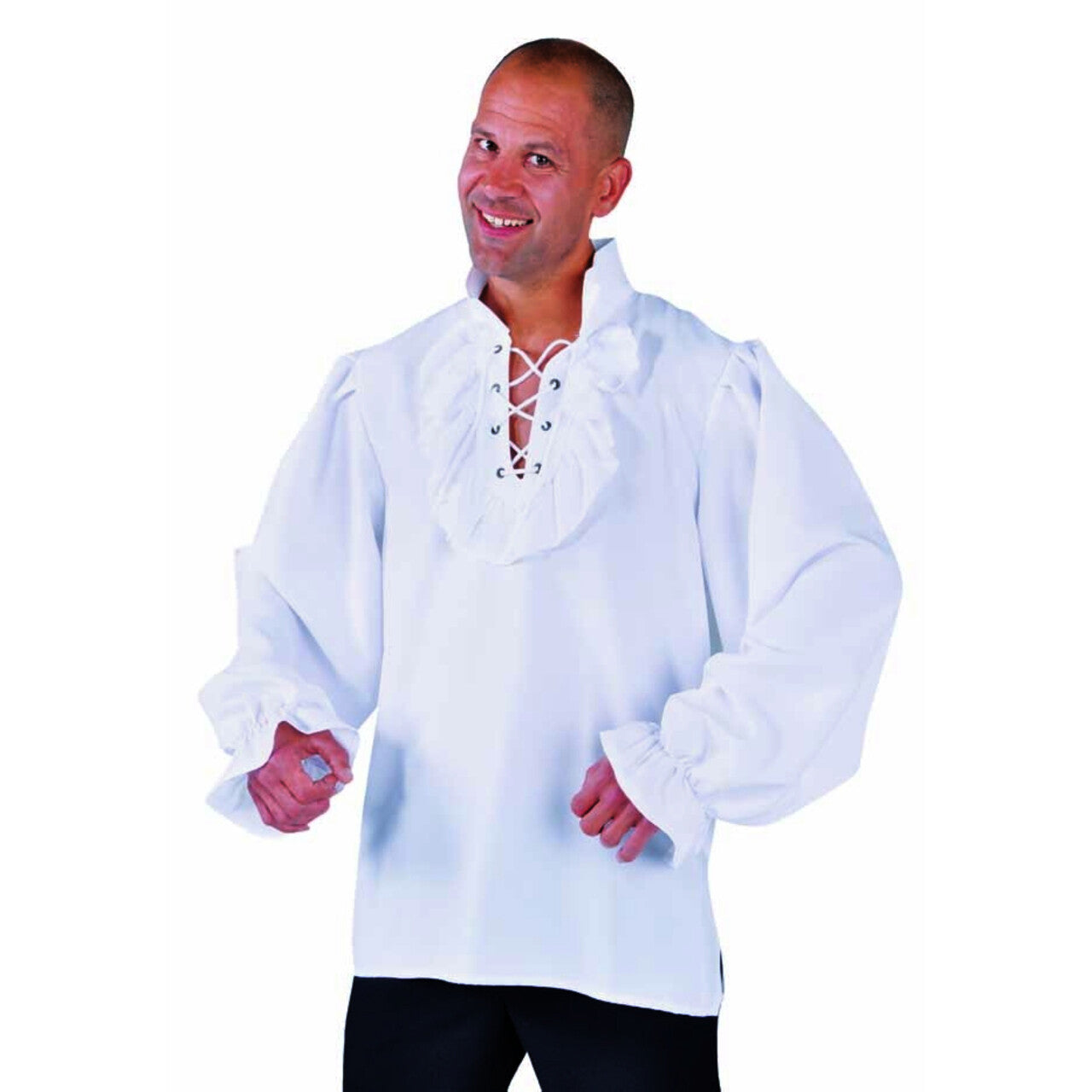 Op deze afbeelding zie je een Kostuums, van het merk Magic By Freddy's. Stoere Zeeheld Piraat Hemd Met Ruches Wit Man