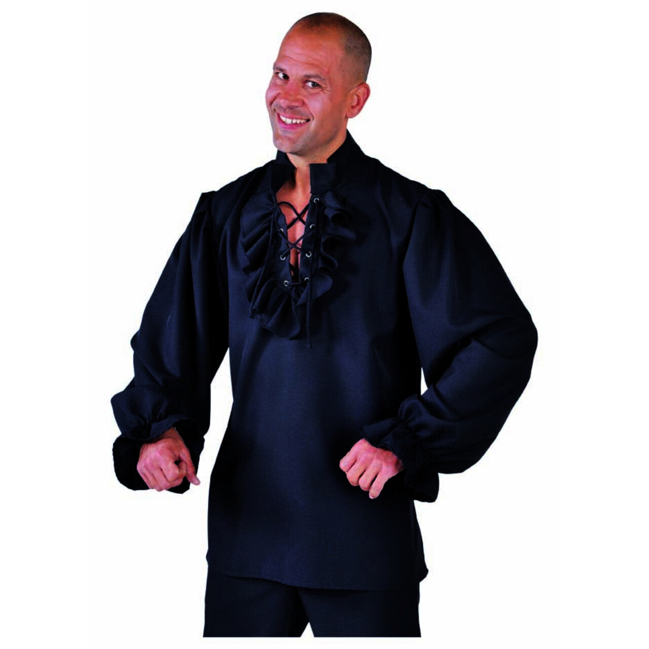 Op deze afbeelding zie je een Kostuums, van het merk Magic By Freddy's. Stoere Zeeheld Piraat Hemd Met Ruches Zwart Man