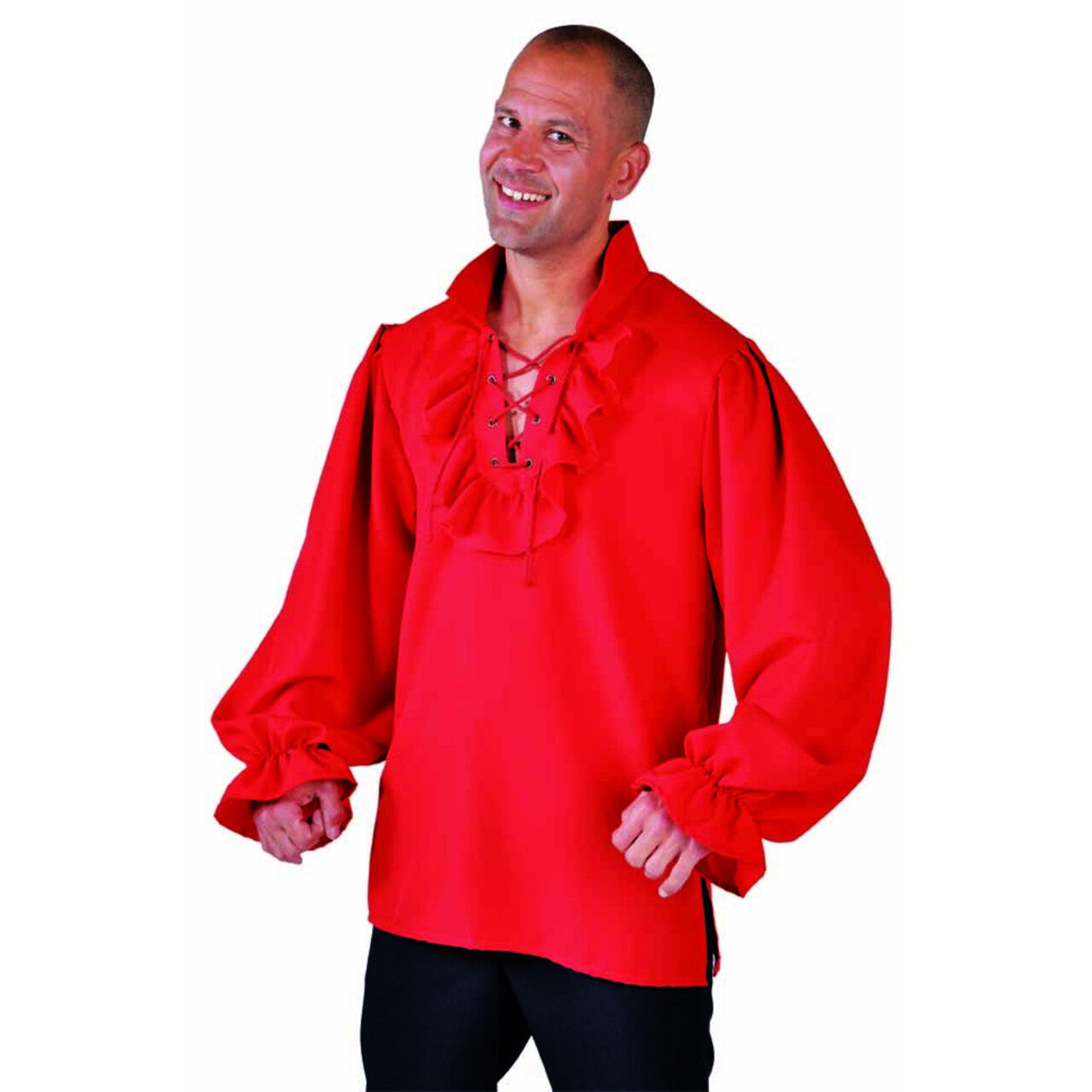 Op deze afbeelding zie je een Kostuums, van het merk Magic By Freddy's. Stoere Zeeheld Piraat Hemd Met Ruches Rood Man