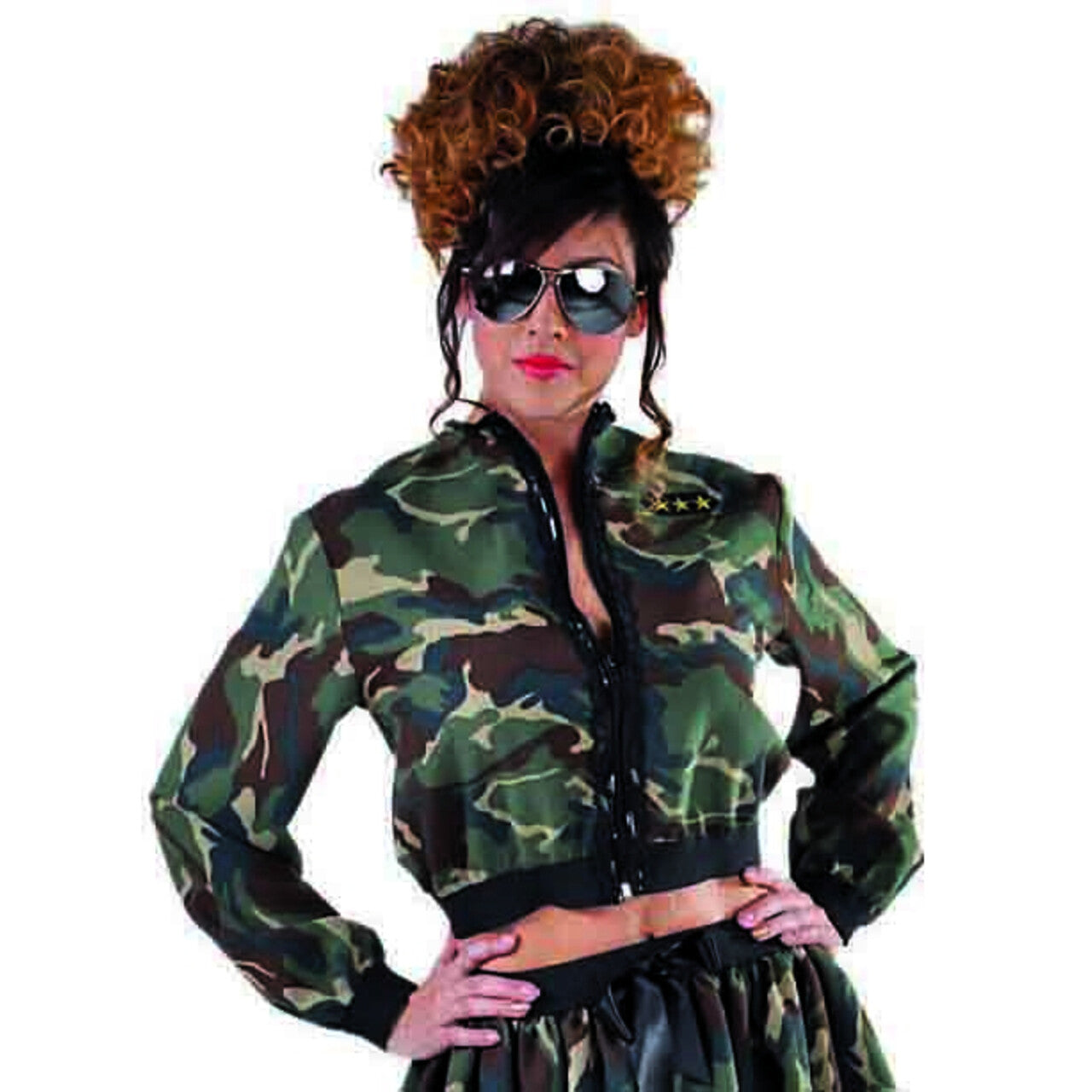 Op deze afbeelding zie je een Kostuums, van het merk Magic By Freddy's. Camouflage Jasje Jungle Commando Vrouw