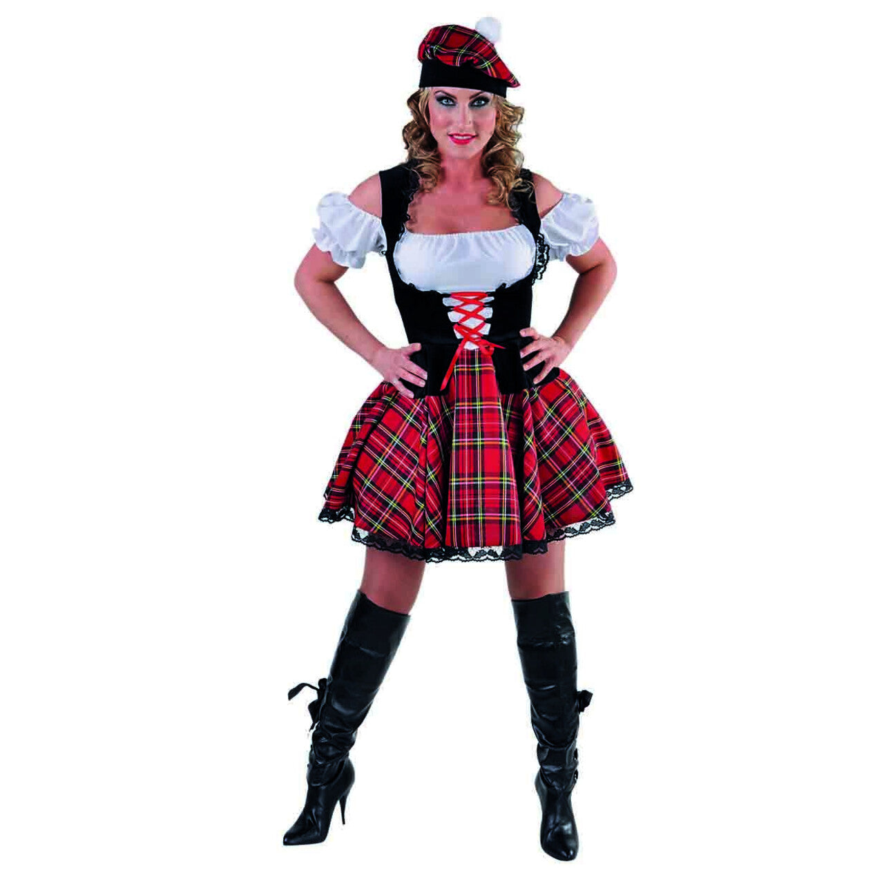 Op deze afbeelding zie je een Kostuums, van het merk Magic By Freddy's. Madeline Mc Cool Schotse Highlander Vrouw Kostuum
