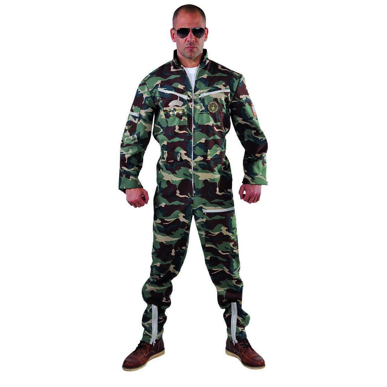 Op deze afbeelding zie je een Kostuums, van het merk Magic By Freddy's. Onversaagde Jet Piloot Camouflage Man Kostuum