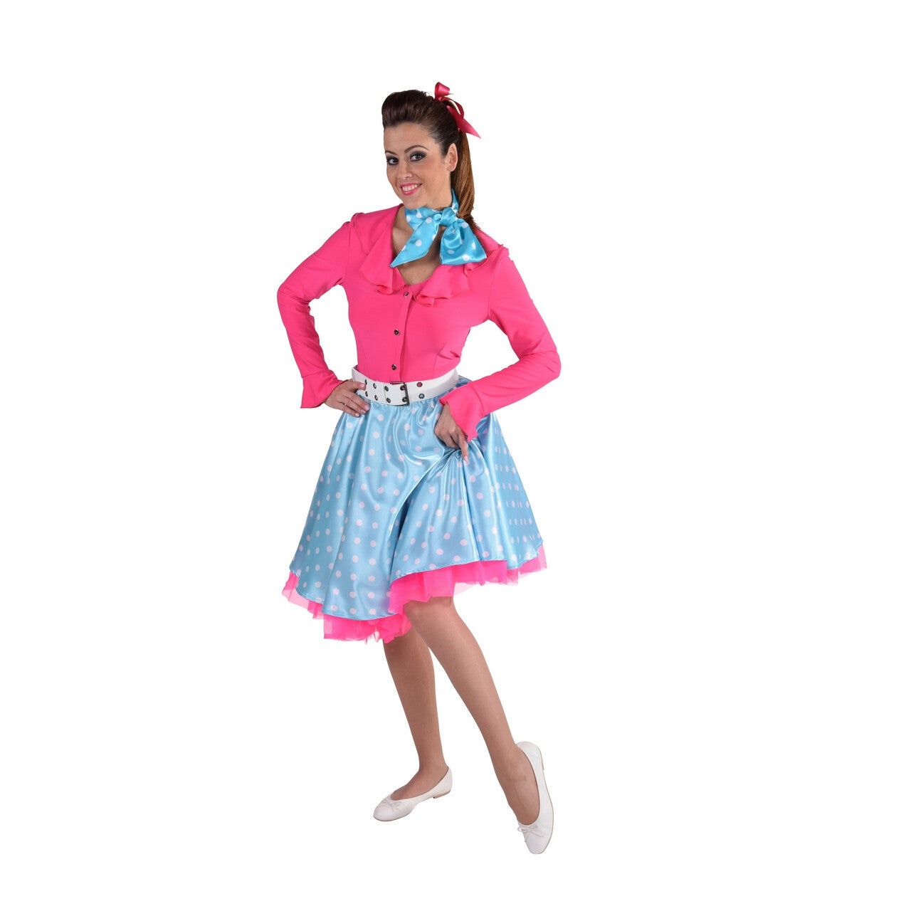 Op deze afbeelding zie je een Kostuums, van het merk Magic By Freddy's. Jaren 50 Swing Rock Rok Lichtblauw Vrouw