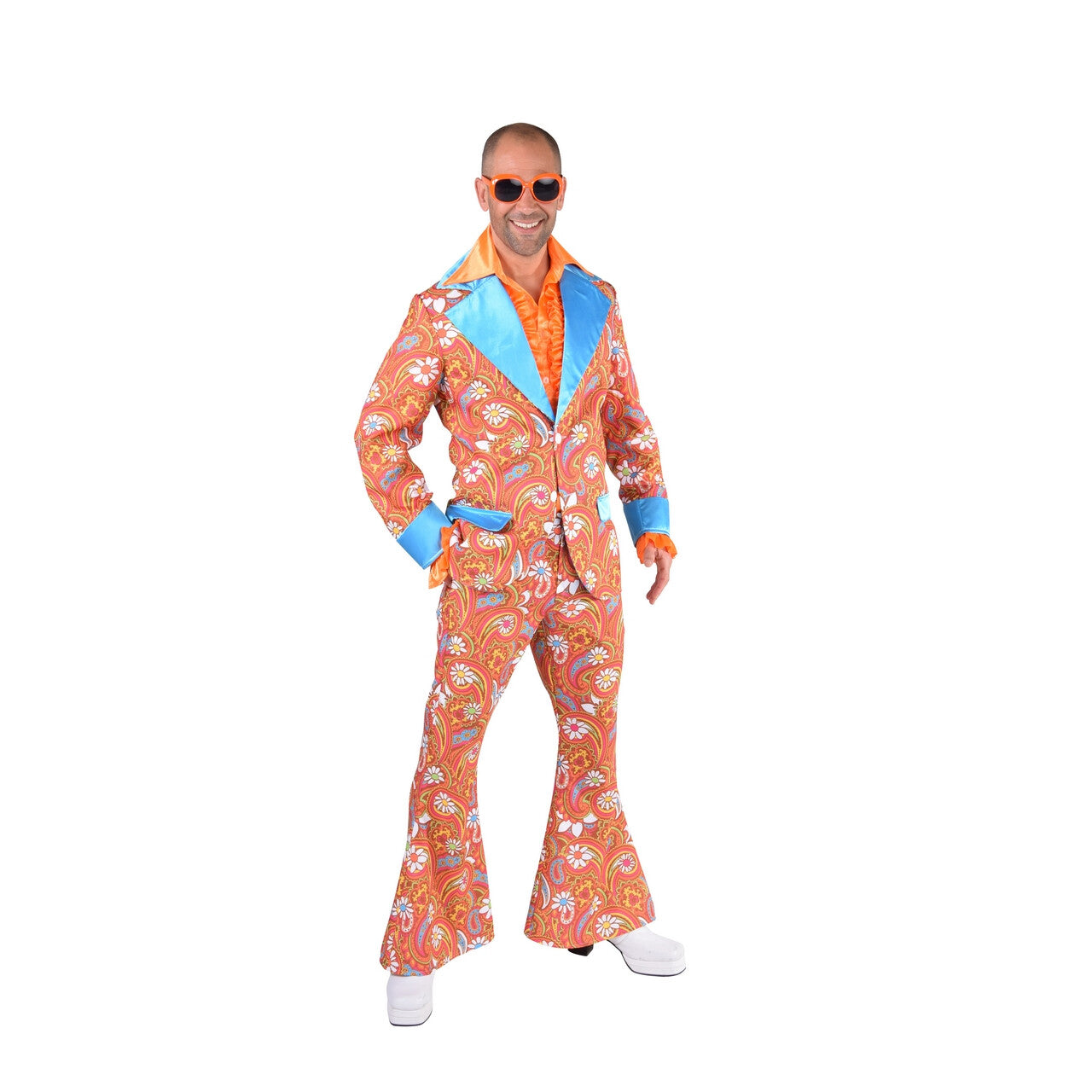 Op deze afbeelding zie je een Kostuums, van het merk Magic By Freddy's. Jaren 60 Paisley Hippie Man Kostuum