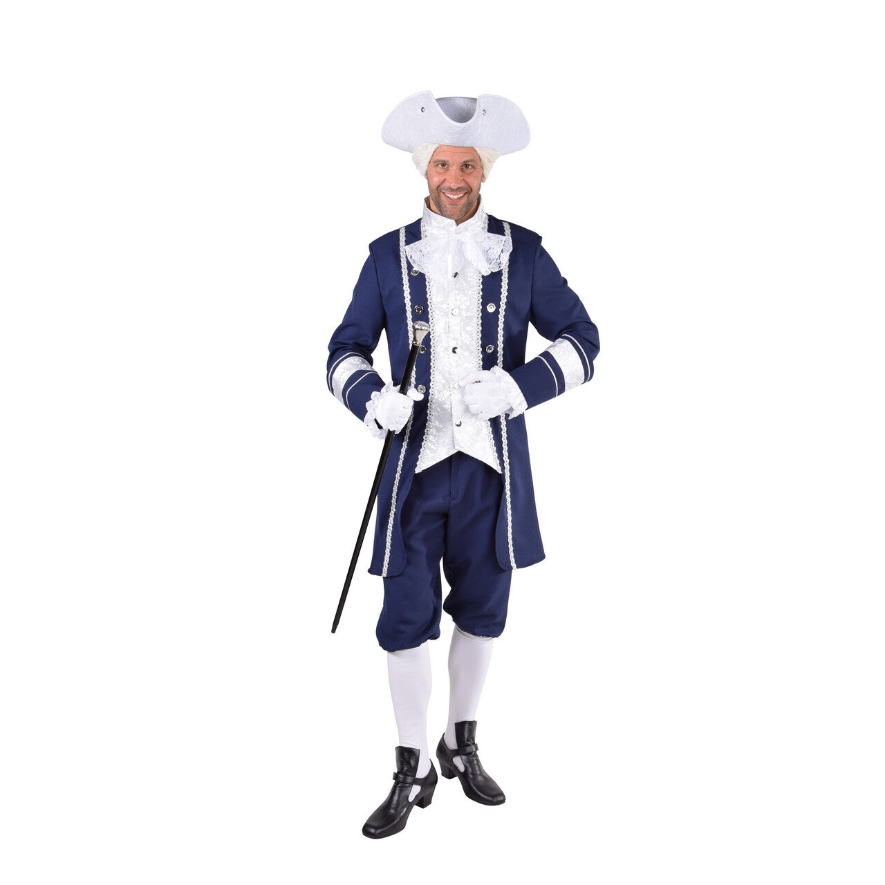 Op deze afbeelding zie je een Kostuums, van het merk Magic By Freddy's. Glimmende Mouwen Markies Blauw Man Kostuum