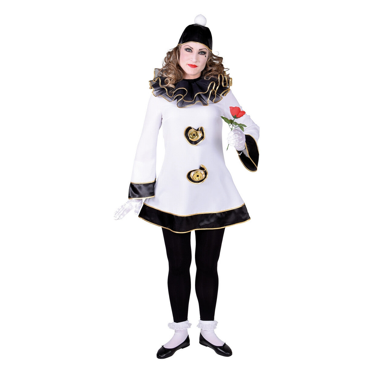 Op deze afbeelding zie je een Kostuums, van het merk Magic By Freddy's. Treurige Pierrot Klassiek Vrouw Kostuum