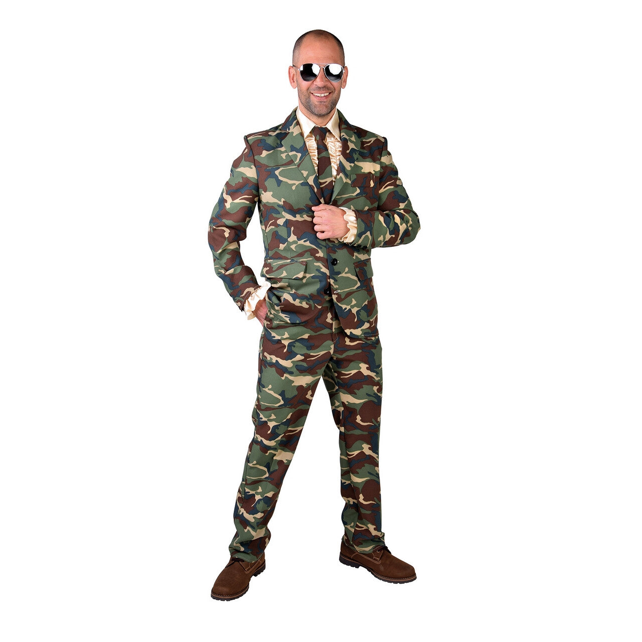 Op deze afbeelding zie je een Kostuums, van het merk Magic By Freddy's. Uitgaanstenue Camouflage Soldaat Man Kostuum