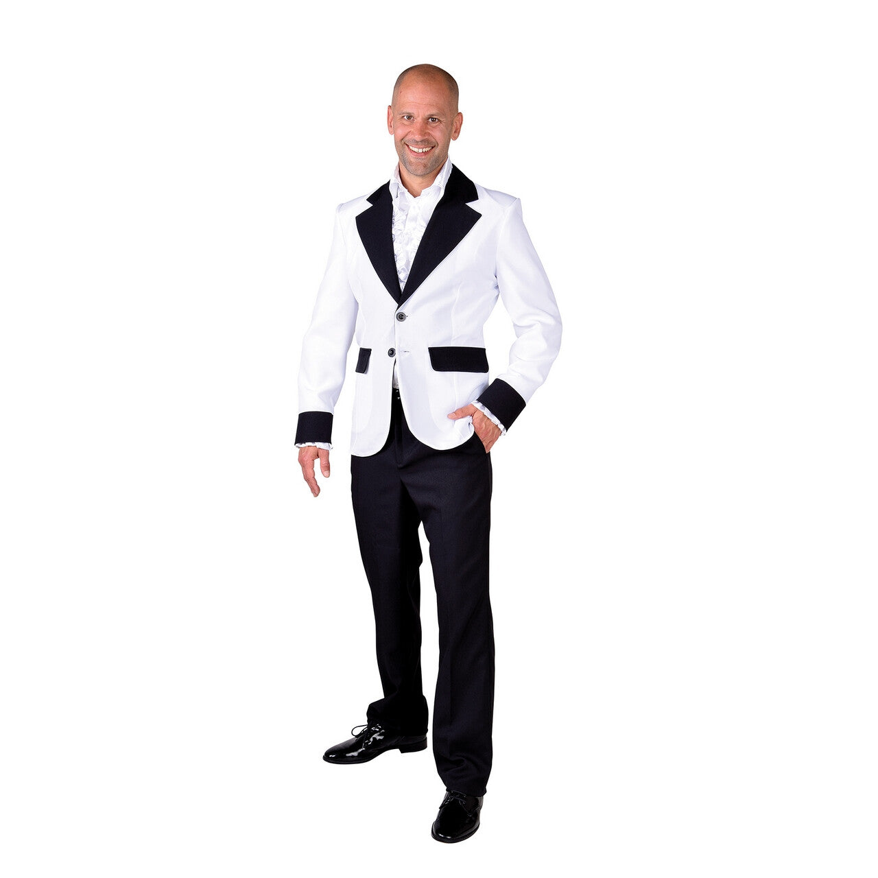 Op deze afbeelding zie je een Kostuums, van het merk Magic By Freddy's. Colbert Avondje Opera Wit Man