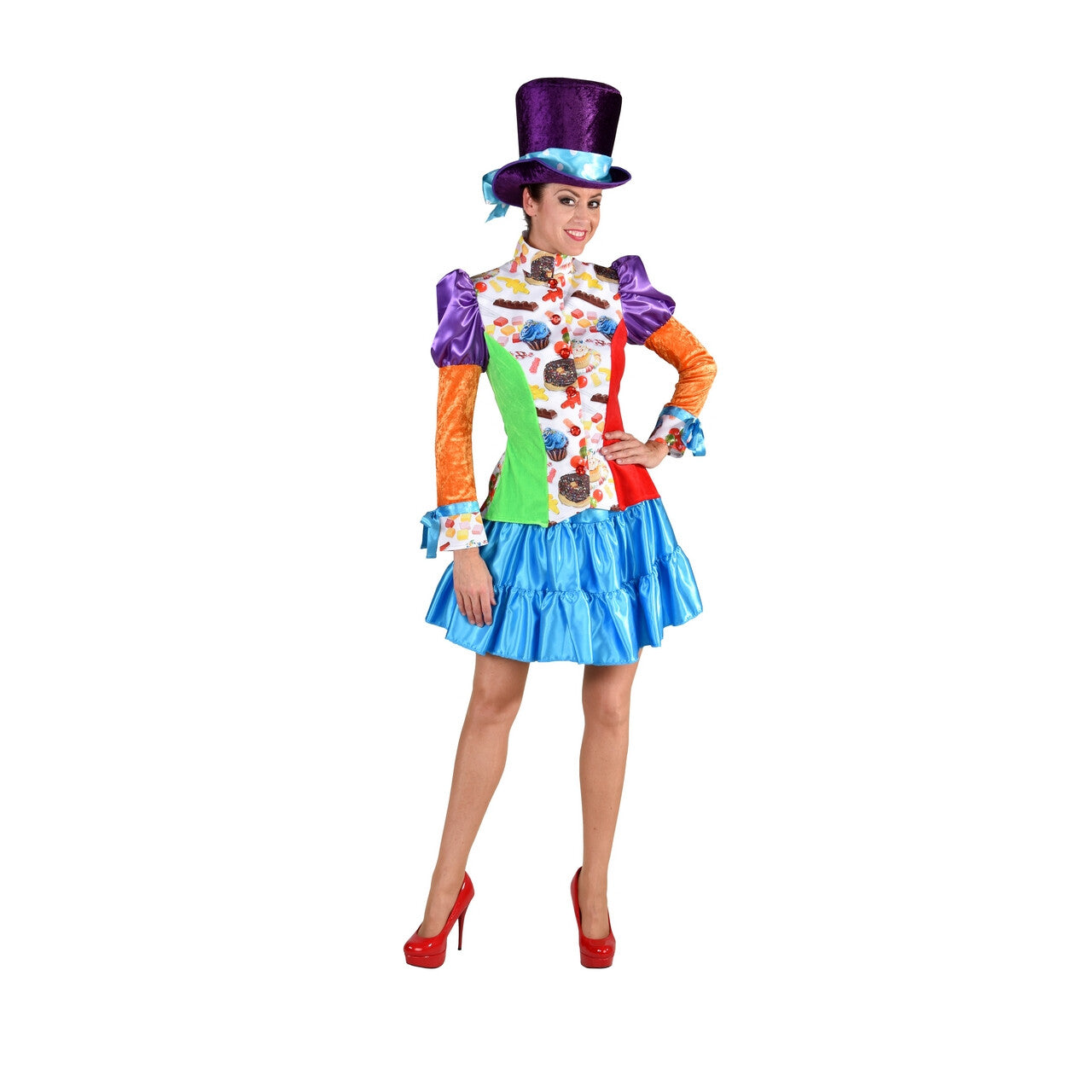 Op deze afbeelding zie je een Kostuums, van het merk Magic By Freddy's. Jas Candy Mix Taart En Snoep Vrouw