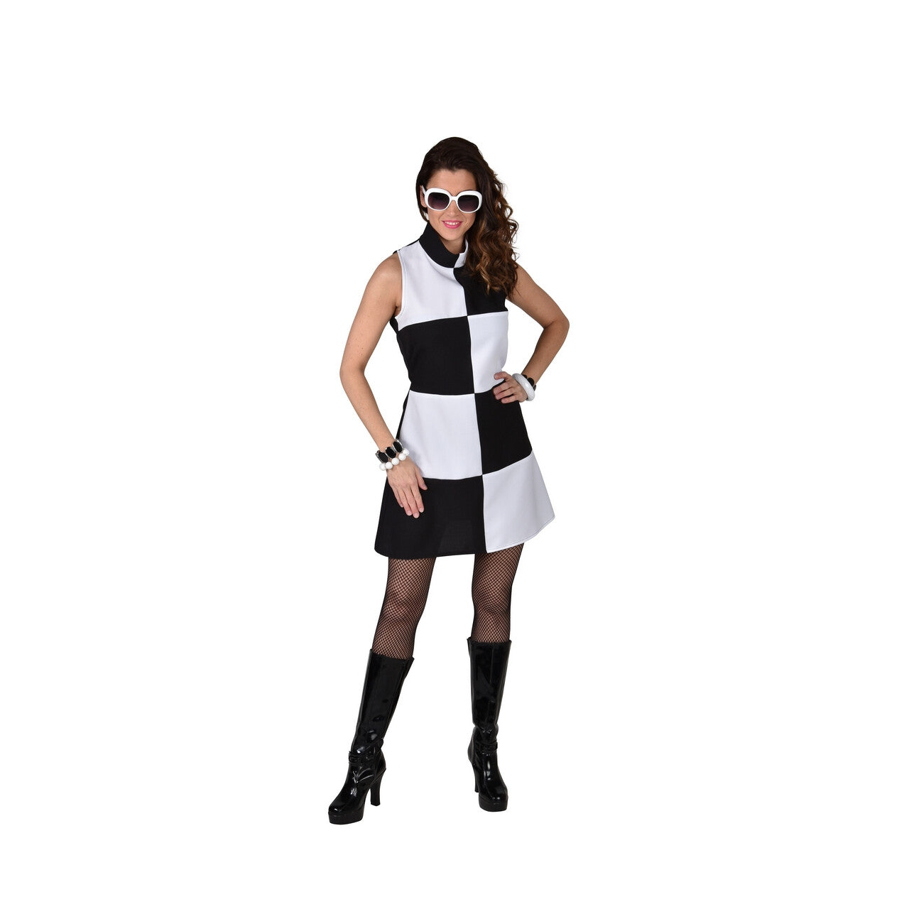 Op deze afbeelding zie je een Kostuums, van het merk Magic By Freddy's. Jaren 60 Finish Vlag Mod Girl Vrouw Kostuum