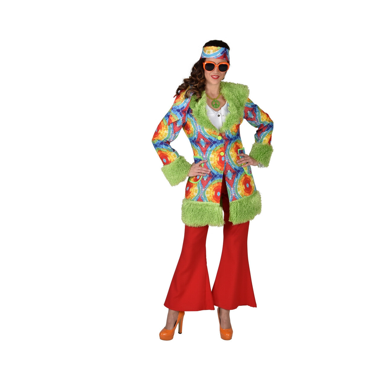 Op deze afbeelding zie je een Kostuums, van het merk Magic By Freddy's. Kikker Bont Hippie Batik Jas Vrouw