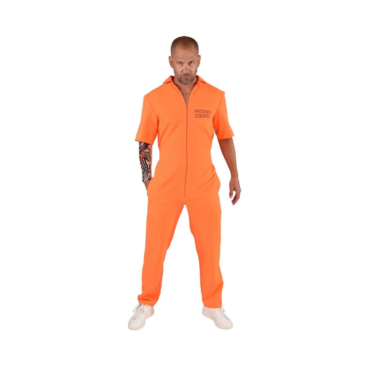 Op deze afbeelding zie je een Kostuums, van het merk Magic By Freddy's. Oranje Overall Guantanamo Bay Zonder Proces Gevangene Man Kostuum