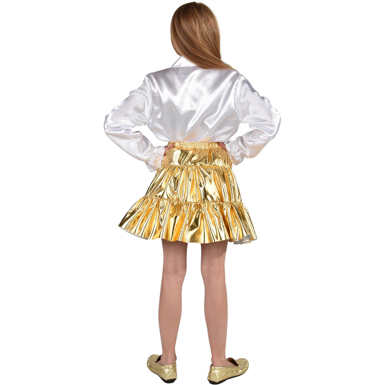 Op deze afbeelding zie je een Kostuums, van het merk Magic By Freddy's. Gouden Folie Glamour En Glitter Rok Meisje