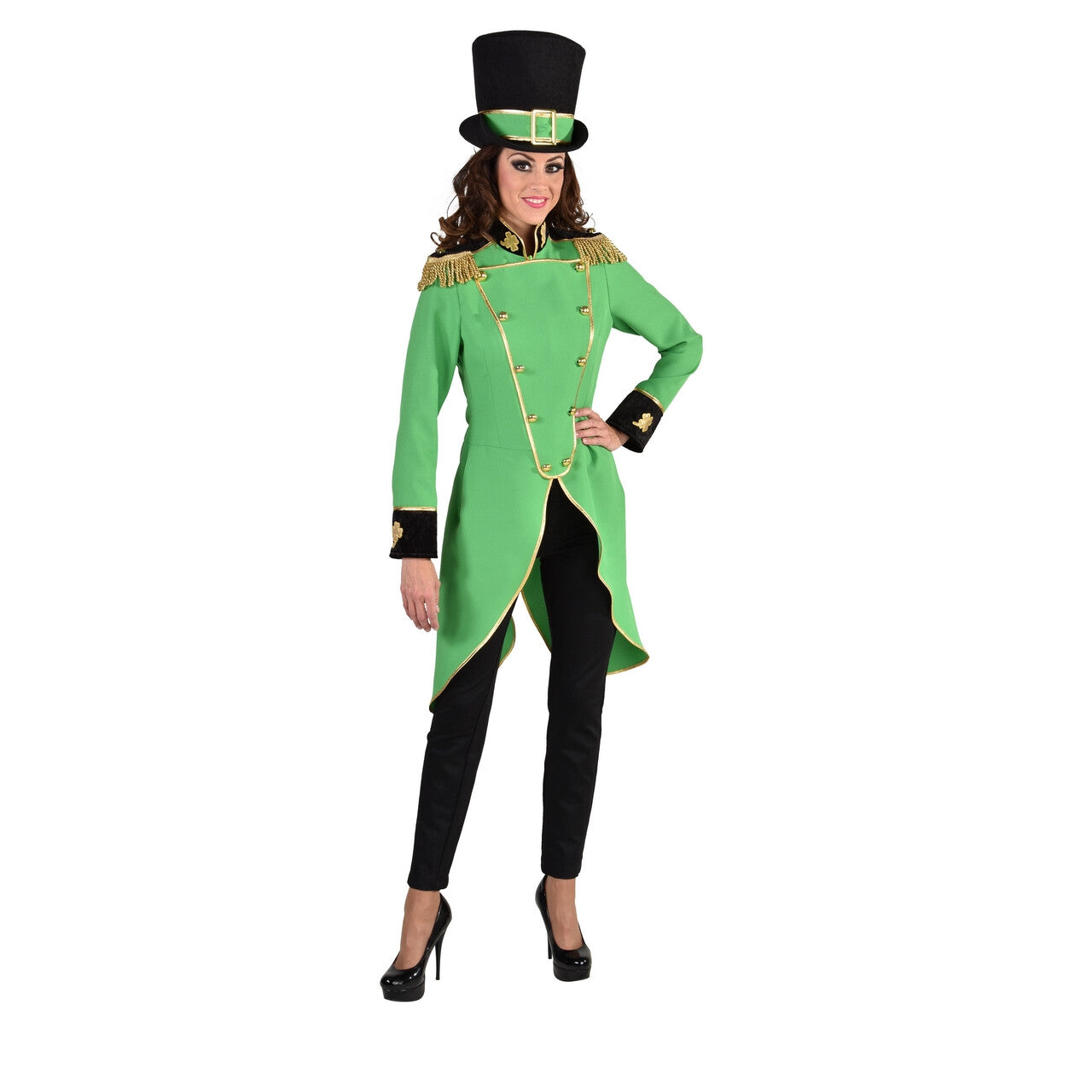 Op deze afbeelding zie je een Kostuums, van het merk Magic By Freddy's. Slipjas Gouden Epauletten Saint Patricks Day Vrouw