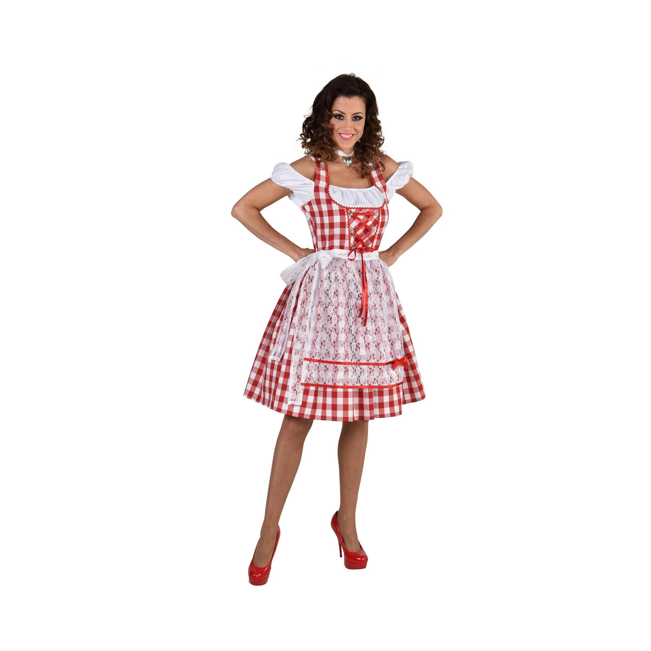 Op deze afbeelding zie je een Kostuums, van het merk Magic By Freddy's. Bertha Bierstube Oktoberfest Vrouw Kostuum