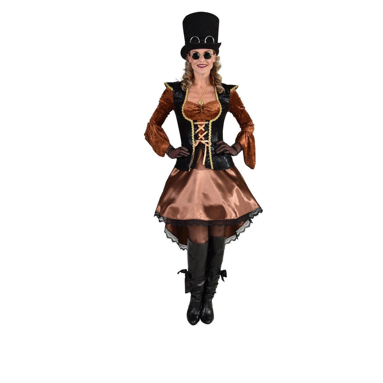 Op deze afbeelding zie je een Kostuums, van het merk Magic By Freddy's. Steampunk Piraat Kapitein Karin Vrouw Kostuum