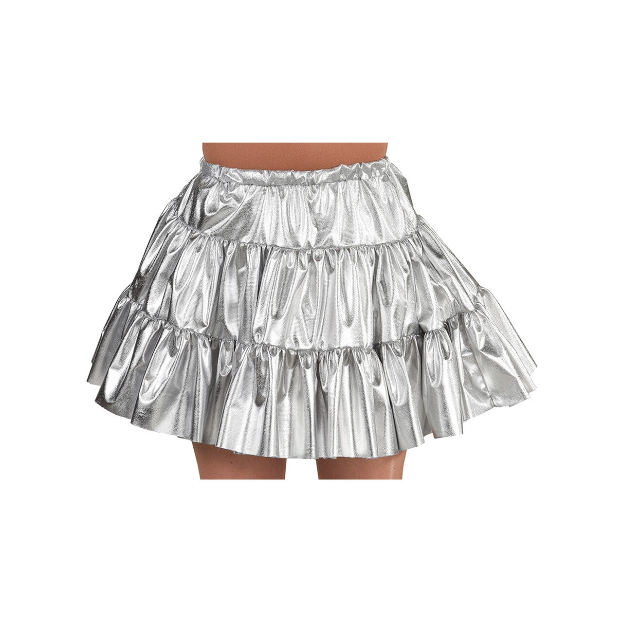 Op deze afbeelding zie je een Kostuums, van het merk Magic By Freddy's. Zilveren Folie Rok Glitter Disco Vrouw