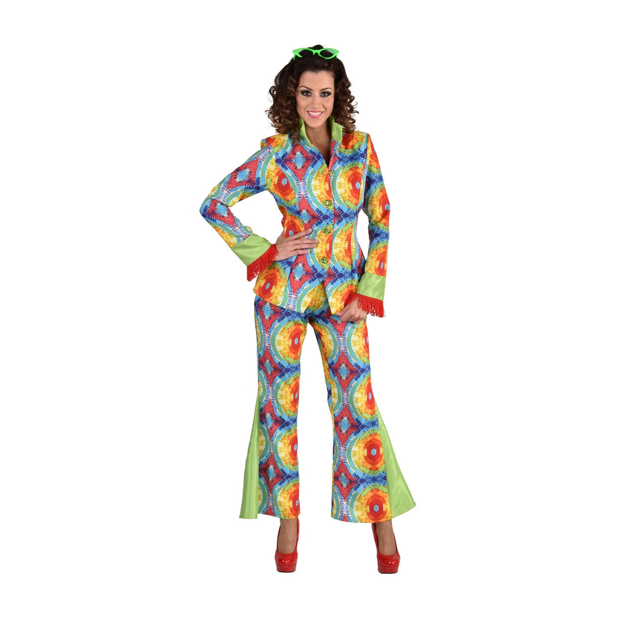 Op deze afbeelding zie je een Kostuums, van het merk Magic By Freddy's. Jaren 60 Batik India Hippie Vrouw Kostuum