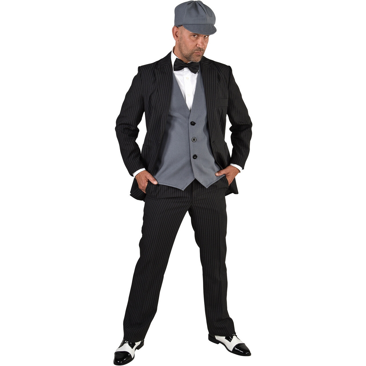 Op deze afbeelding zie je een Kostuums, van het merk Magic By Freddy's. Jaren 20 Peaky Gangster Set Vierdelig Zwart Man